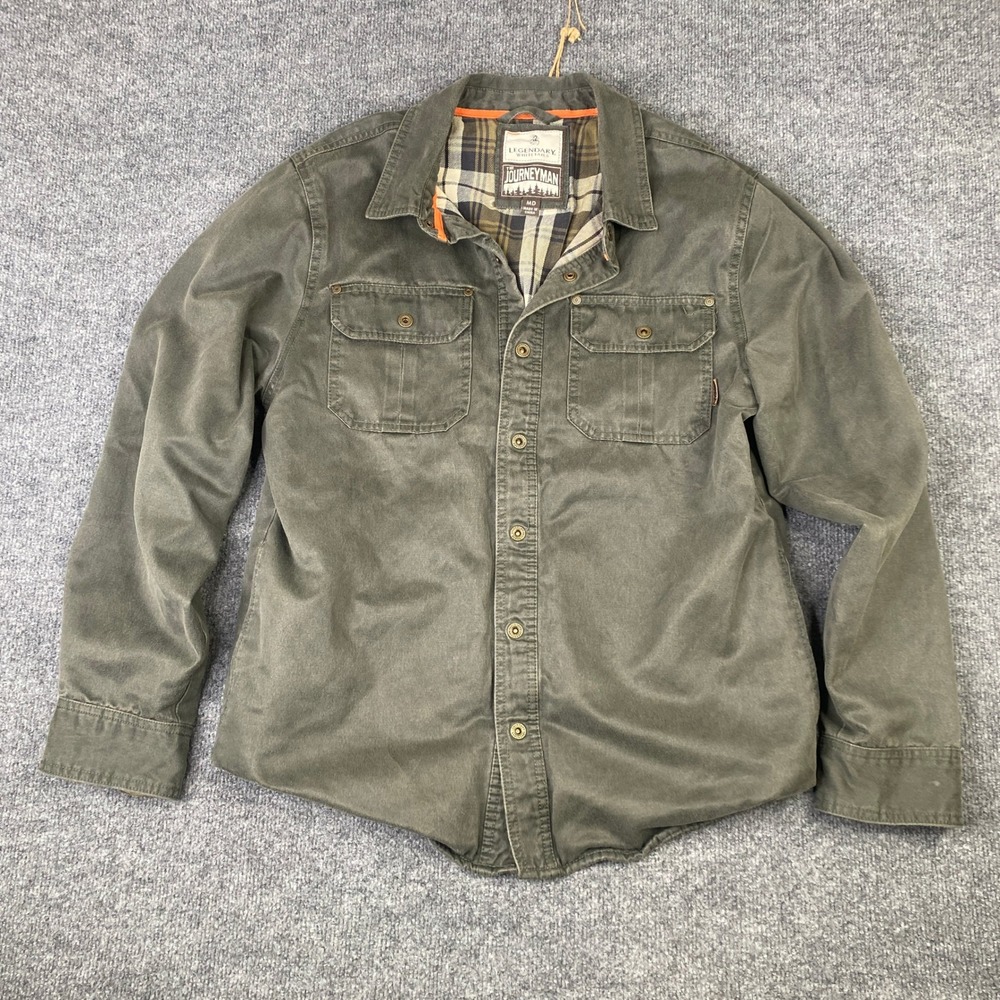 Legendary Whitetails Journeyman Flannel Lined Canvas Shirt Jacket Green Mens MD